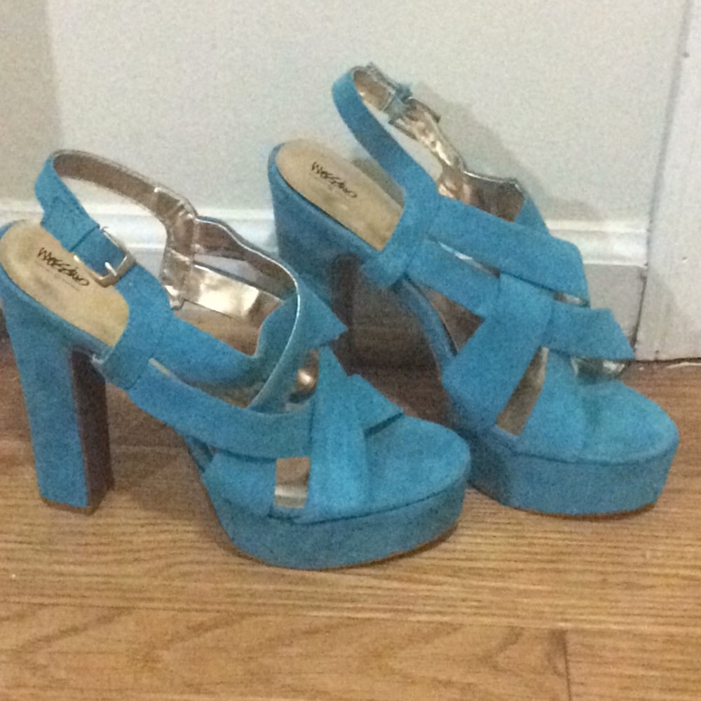 Strapy blue heels